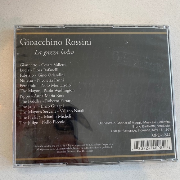 Cd- Rossini: La Gazza Ladra (CD, Aug-2002, 2 Discs, Opera D'Oro)- “Sealed “ - Picture 4 of 4